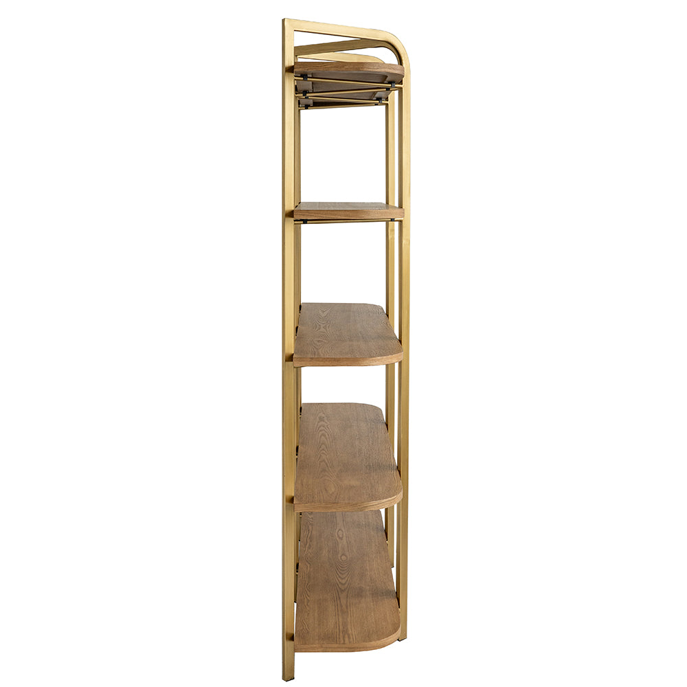 70" Brown Iron & MDF Shelving Unit - Five Tier Display for Living Room