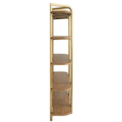 70" Brown Iron & MDF Shelving Unit - Five Tier Display for Living Room