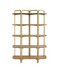 48x15.5x70.5" 4-Wooden Five-Tier Shelving Unit with Ash Veneer Finish and Scalloped Iron Frame