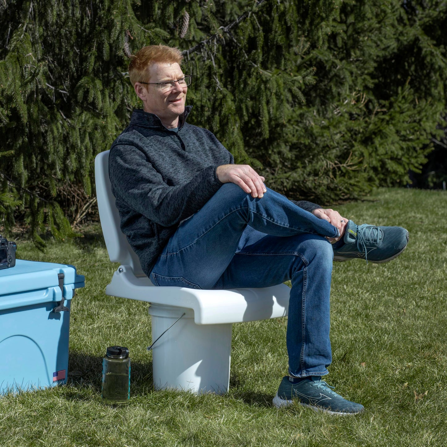 White Plastic Flip Seat - Outdoor Camping Chair