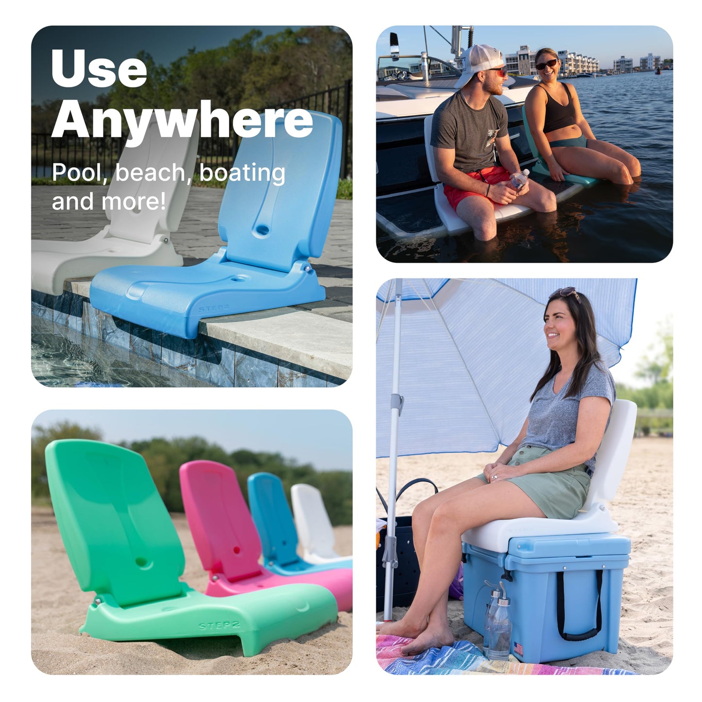 White Plastic Flip Seat - Outdoor Camping Chair