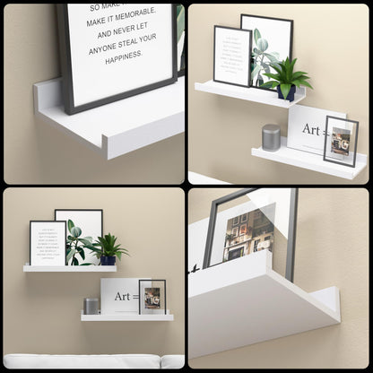 White Engineered Wood Floating Shelves - Set of 2