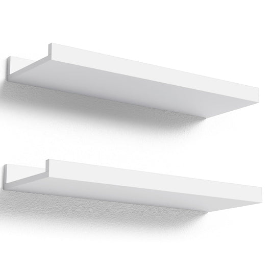 Floating Shelves Wall Mounted Set of 2, Modern White Shelves for Room