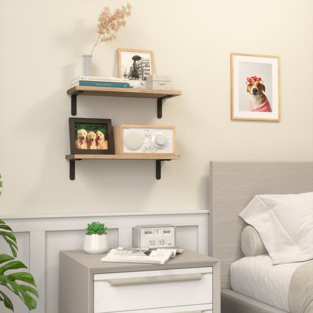 Rustic Wood Shelves Set of 2 - Farmhouse Floating Shelf for Wall Décor