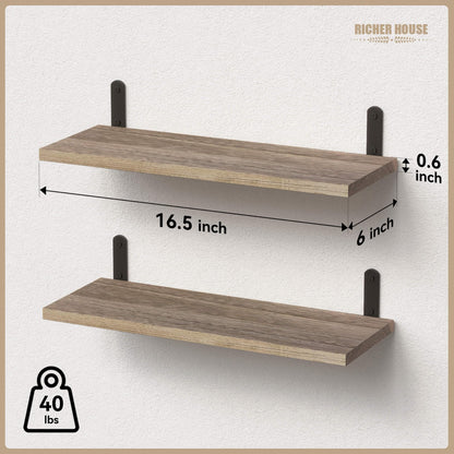 Rustic Wood Shelves Set of 2 - Farmhouse Floating Shelf for Wall Décor