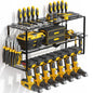 Heavy Duty Metal Power Tool Organizer with 7 Drill Holder, Garage Storage Rack for Cordless Tools, Workshop Shelf with Pegboard Compatibility, Valentine's Day Gift for Men