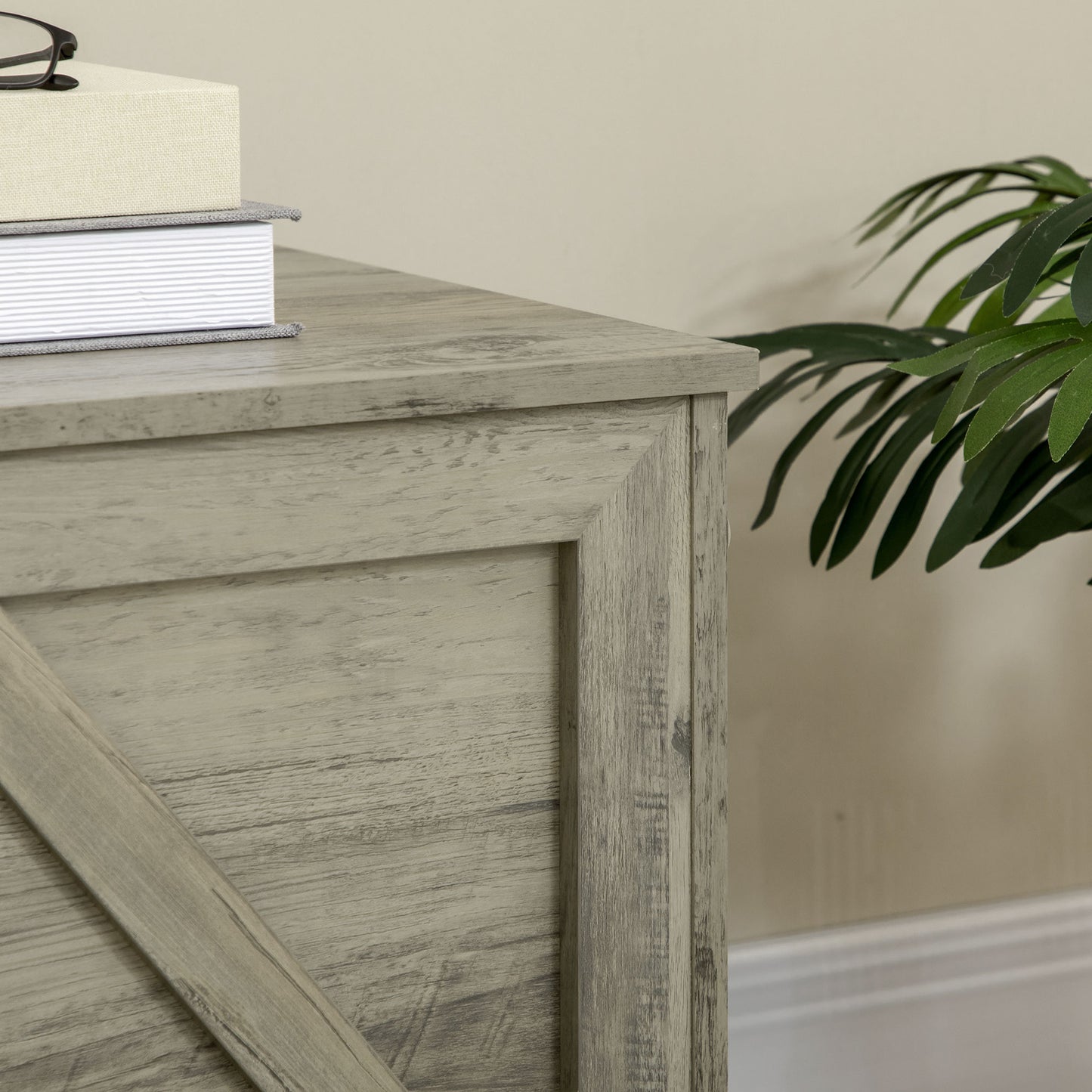 30" Farmhouse Storage Chest - Gray Lift Top Organizer
