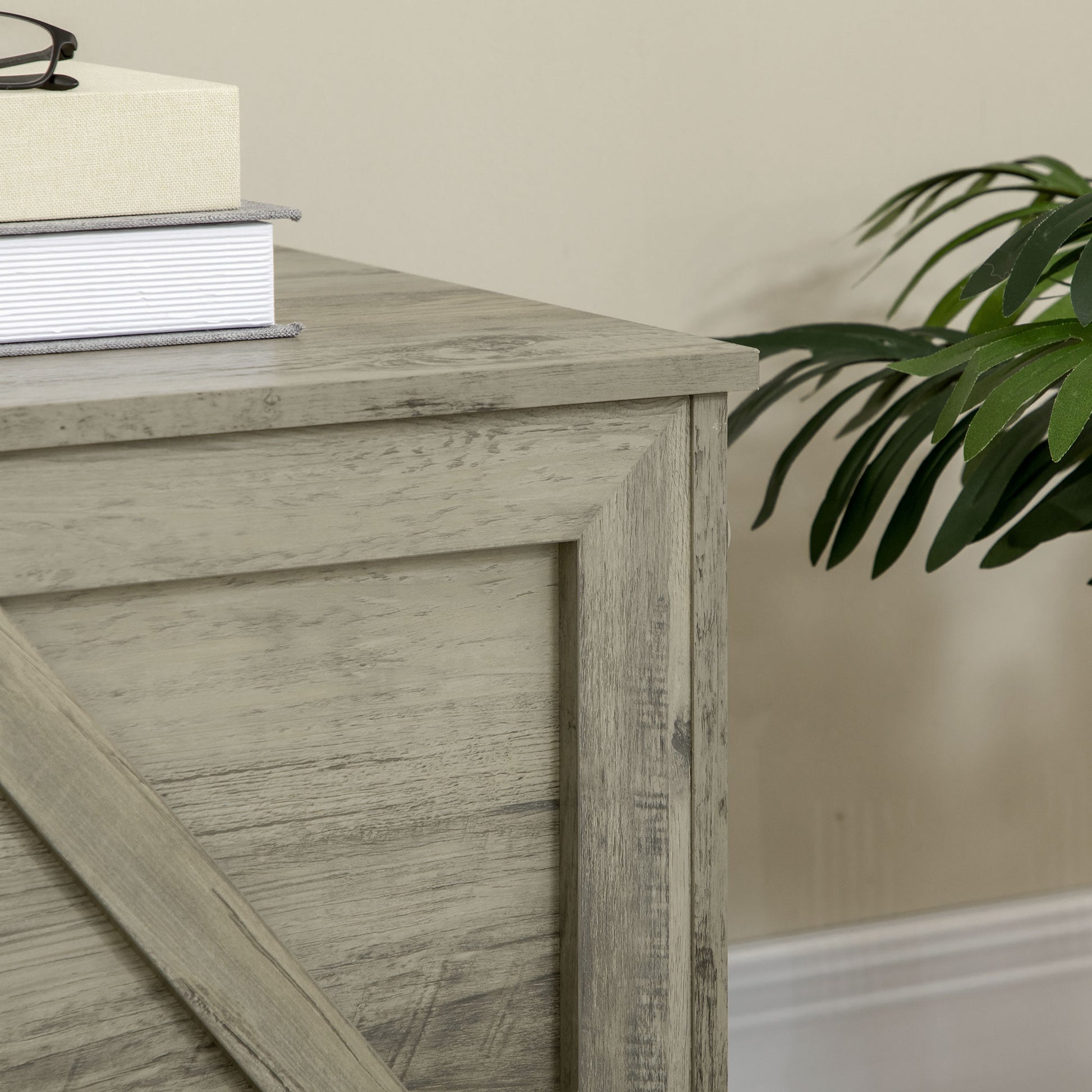 30" Farmhouse Storage Chest - Gray Lift Top Organizer