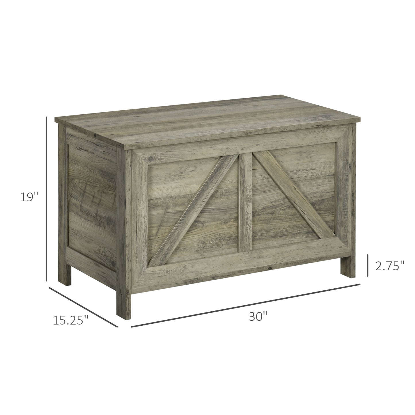 30" Farmhouse Storage Chest - Gray Lift Top Organizer