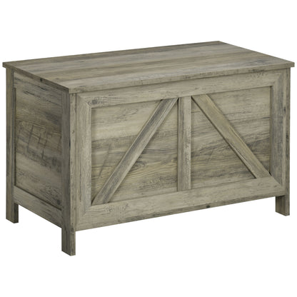 30" Farmhouse Storage Chest, Lift Top Box Organizer with Safety Hinge to Open Up 150° for Bedroom, Entryway, Living Room, Gray
