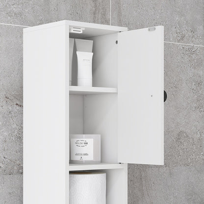 Narrow White Bathroom Cabinet - 71" Tall Storage for Living Room