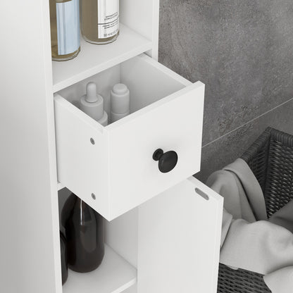 Narrow White Bathroom Cabinet - 71" Tall Storage for Living Room