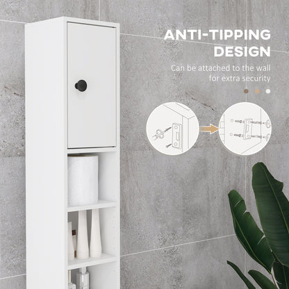 Narrow White Bathroom Cabinet - 71" Tall Storage for Living Room