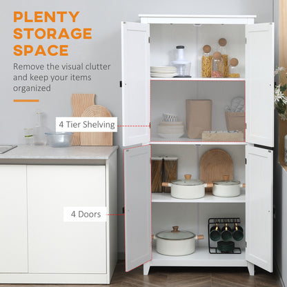 White Kitchen Pantry Cabinet - 72" Freestanding Storage