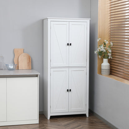 White Kitchen Pantry Cabinet - 72" Freestanding Storage