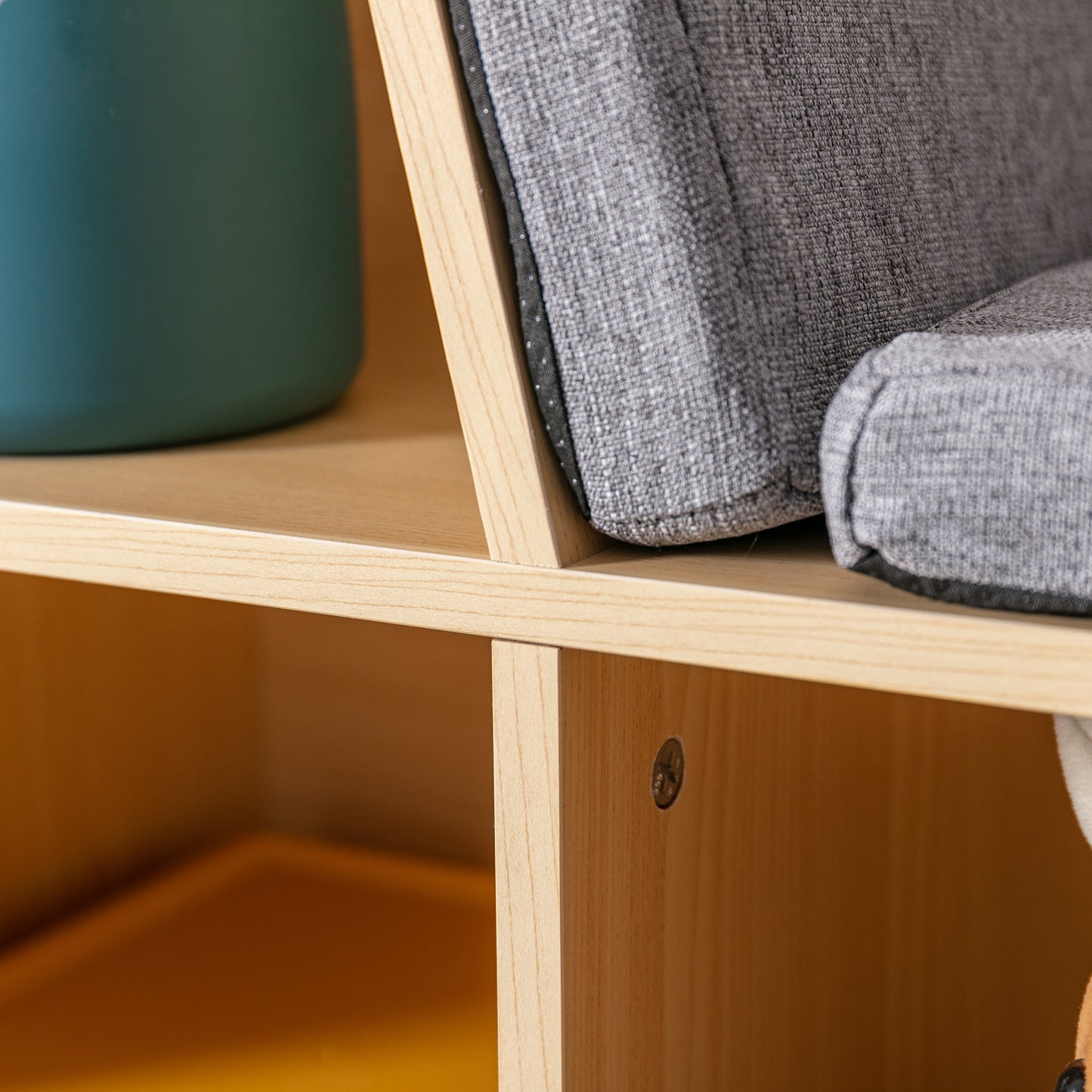 Natural MDF Kids Cube Storage with Reading Nook and Seat