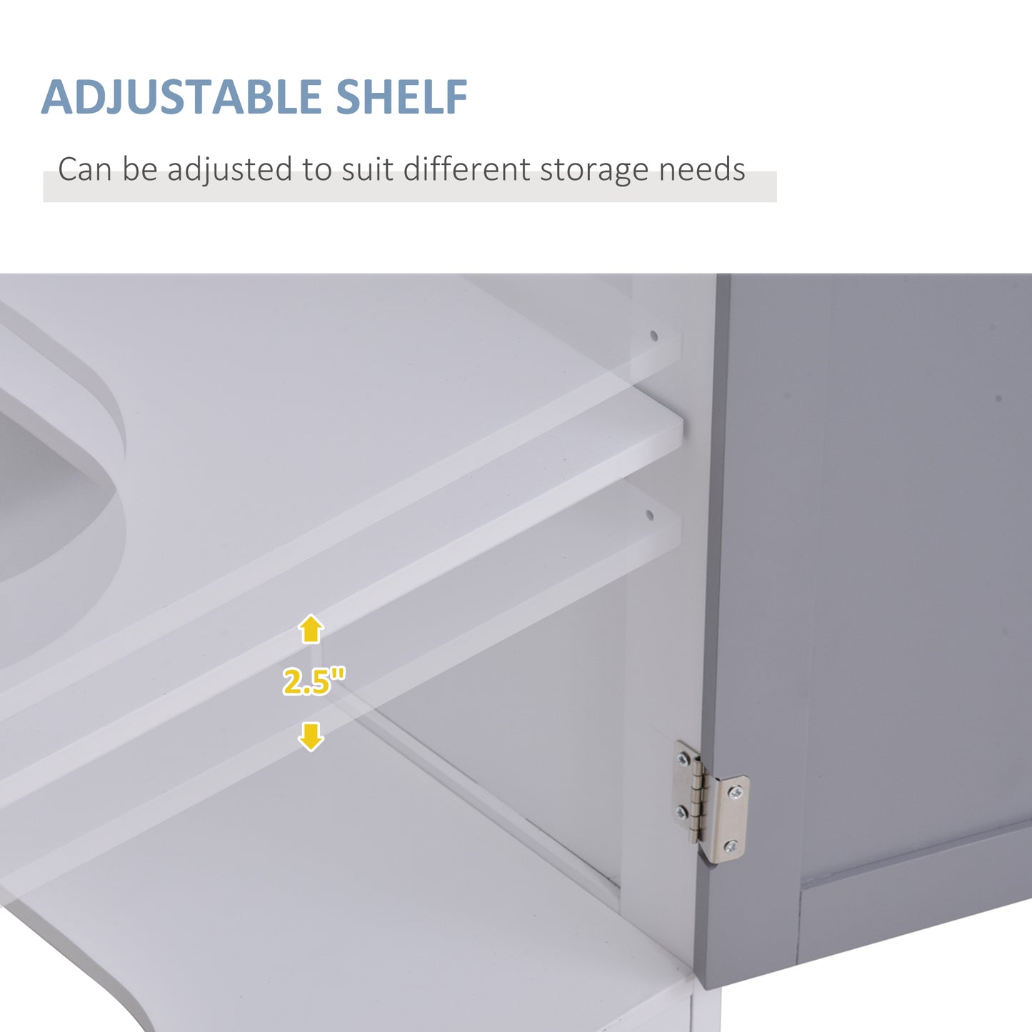 Under Sink Bathroom Cabinet - White+Gray MDF Storage