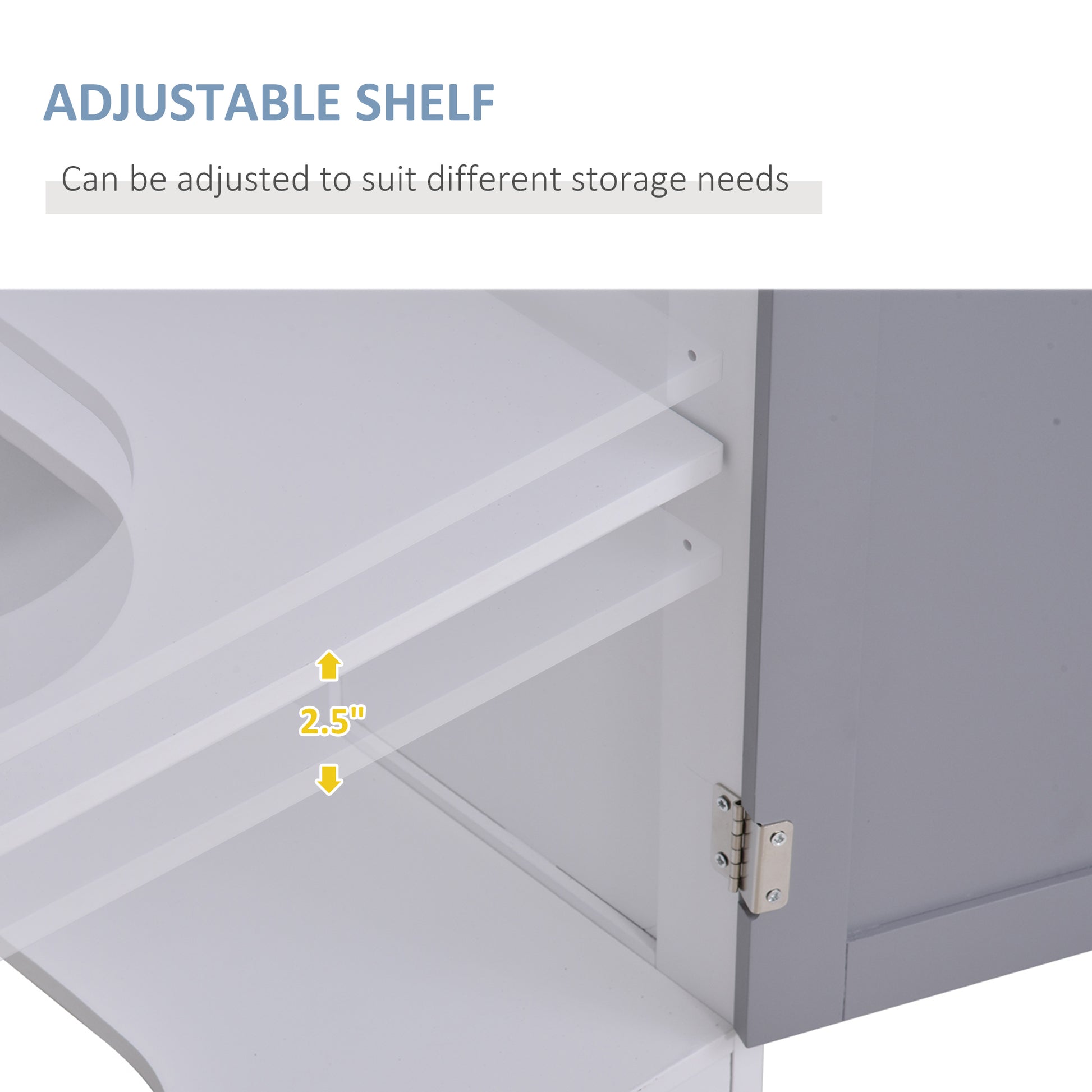 Under Sink Bathroom Cabinet - White+Gray MDF Storage