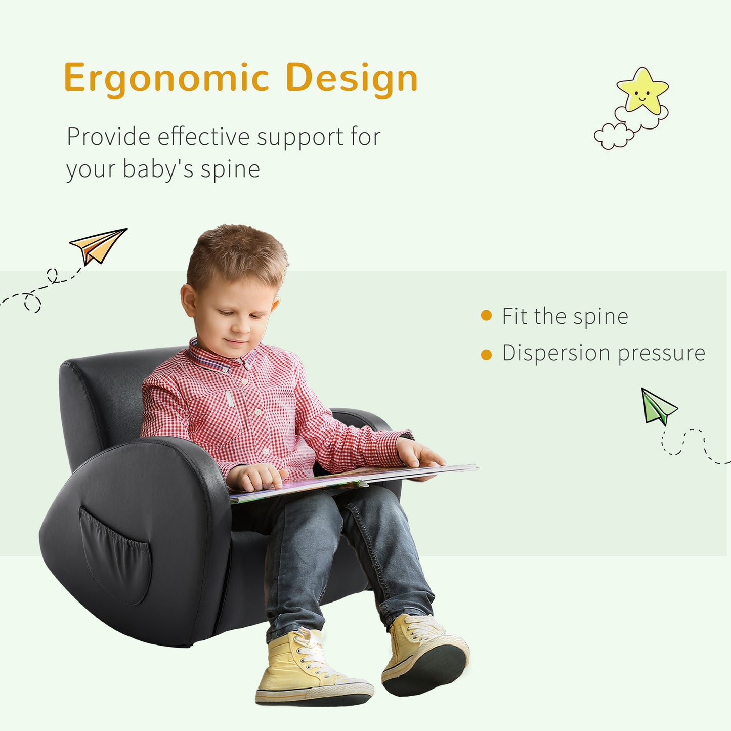 Pink PU Leather Kids Rocking Sofa Chair