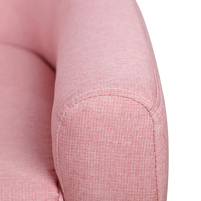 Pink Kids Sofa - Comfortable 2-Seat Linen Couch for Toddlers