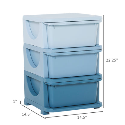3-Tier Kids Storage Unit - Blue Polypropylene
