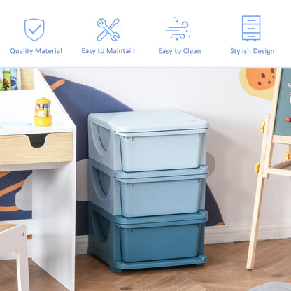 3-Tier Kids Storage Unit - Blue Polypropylene