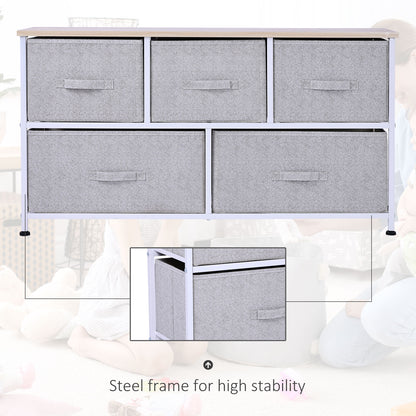 Grey Steel 5-Drawer Dresser - Bedroom Storage Tower for Living Room