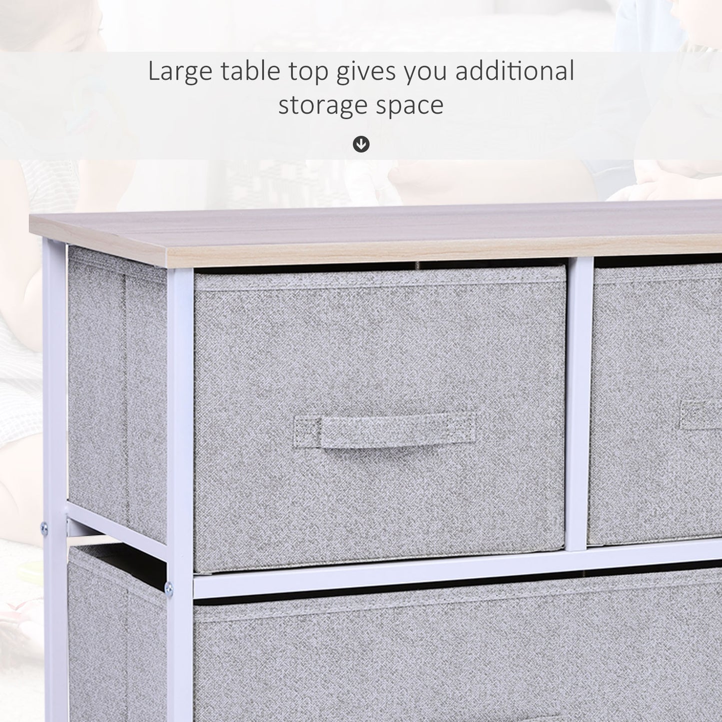 Grey Steel 5-Drawer Dresser - Bedroom Storage Tower for Living Room