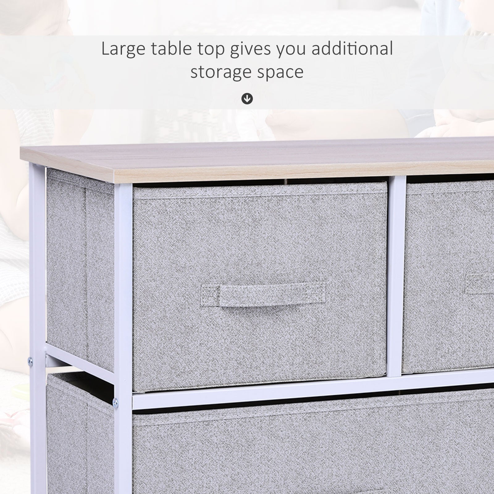 Grey Steel 5-Drawer Dresser - Bedroom Storage Tower for Living Room