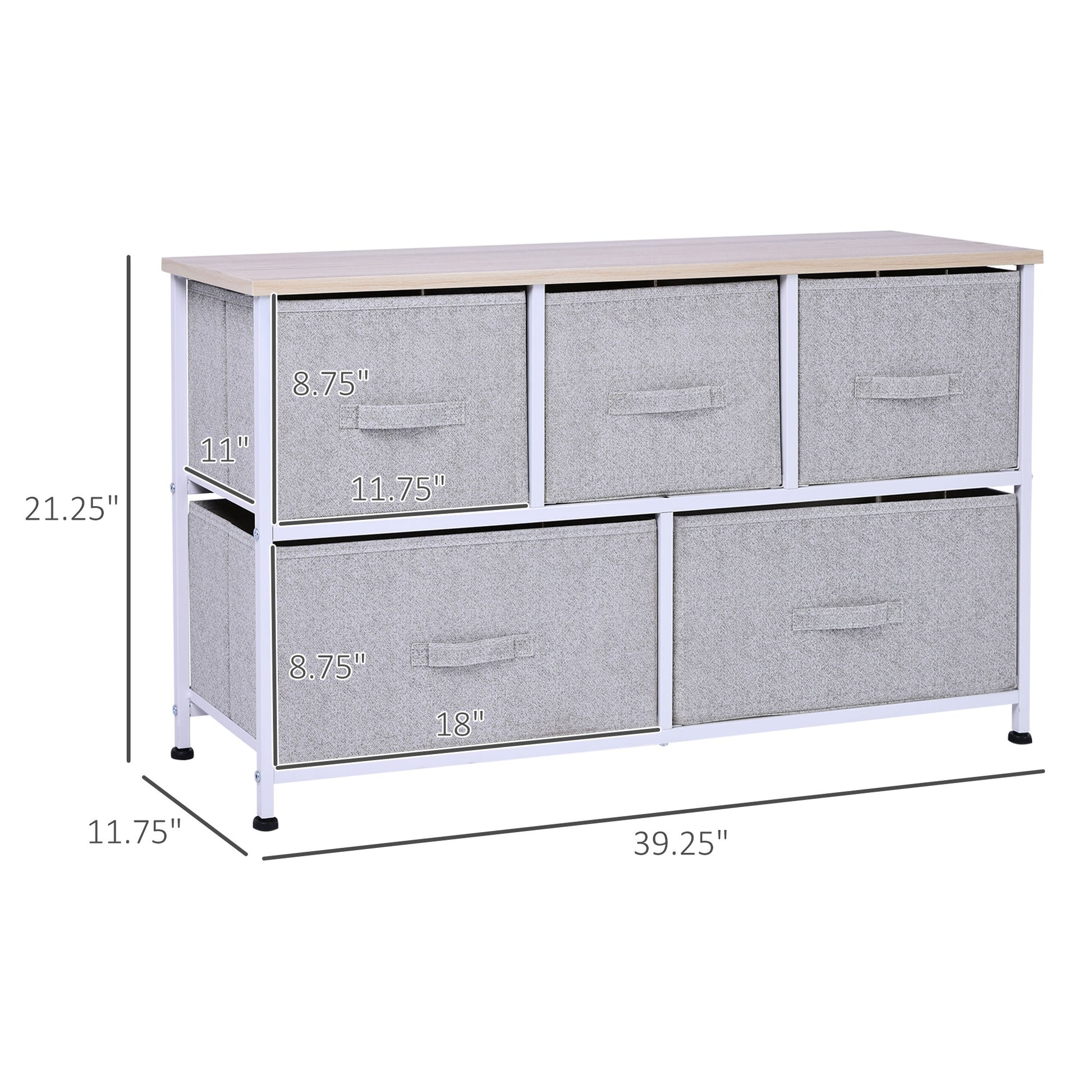 Grey Steel 5-Drawer Dresser - Bedroom Storage Tower for Living Room