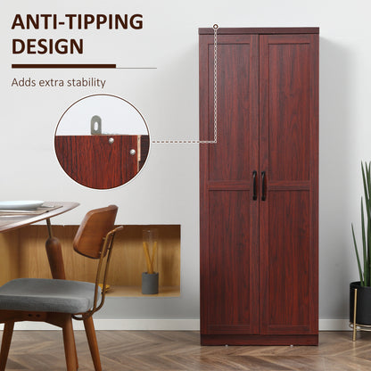 Espresso 63" Kitchen Pantry Cabinet - 2 Door Storage