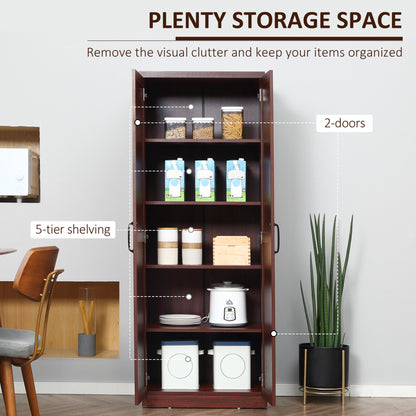 Espresso 63" Kitchen Pantry Cabinet - 2 Door Storage