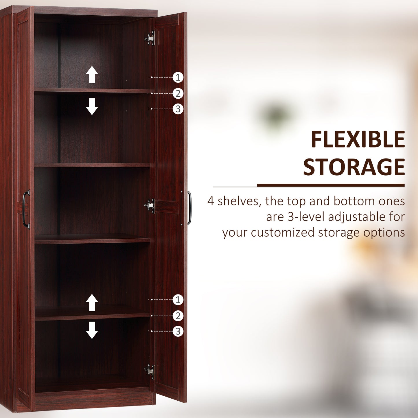 Espresso 63" Kitchen Pantry Cabinet - 2 Door Storage