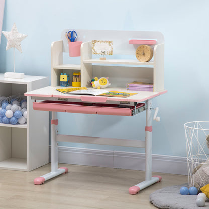 Pink Kids Study Desk - Height Adjustable Writing Table