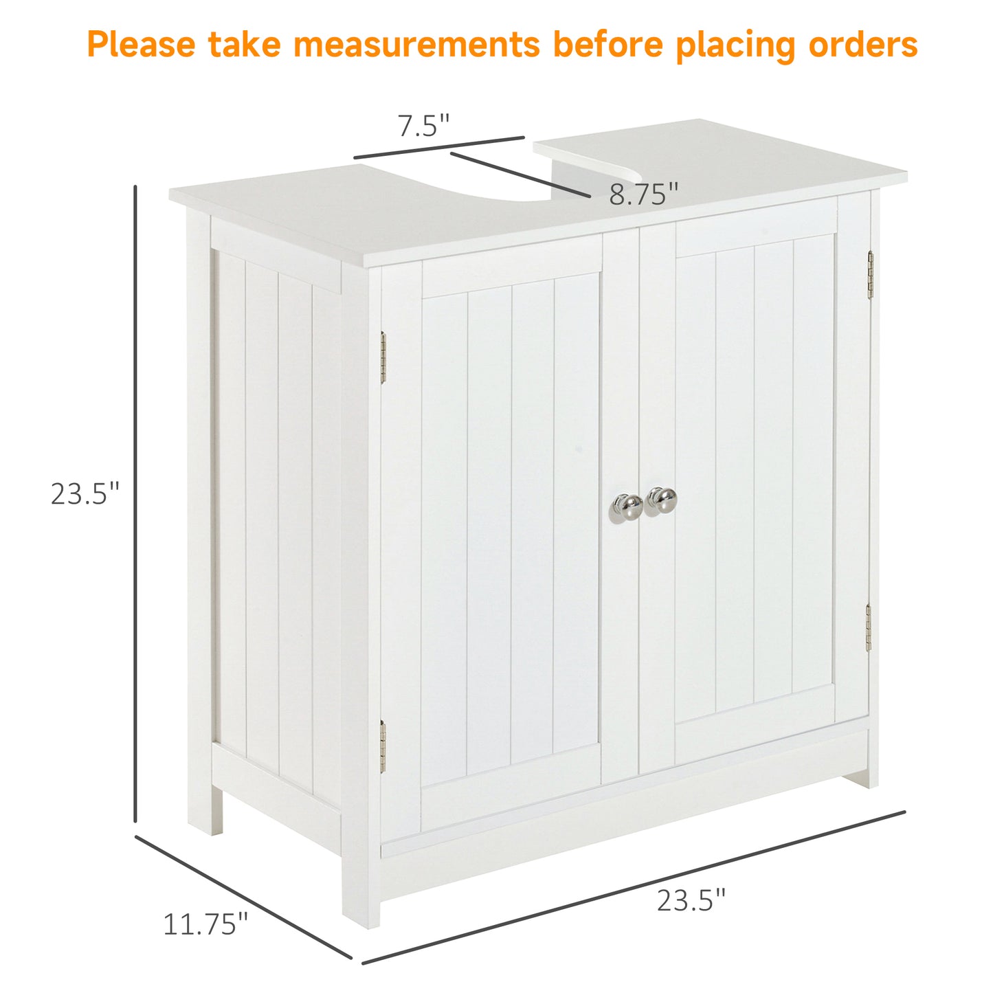 White Bathroom Vanity Cabinet with Storage - 24 Inch