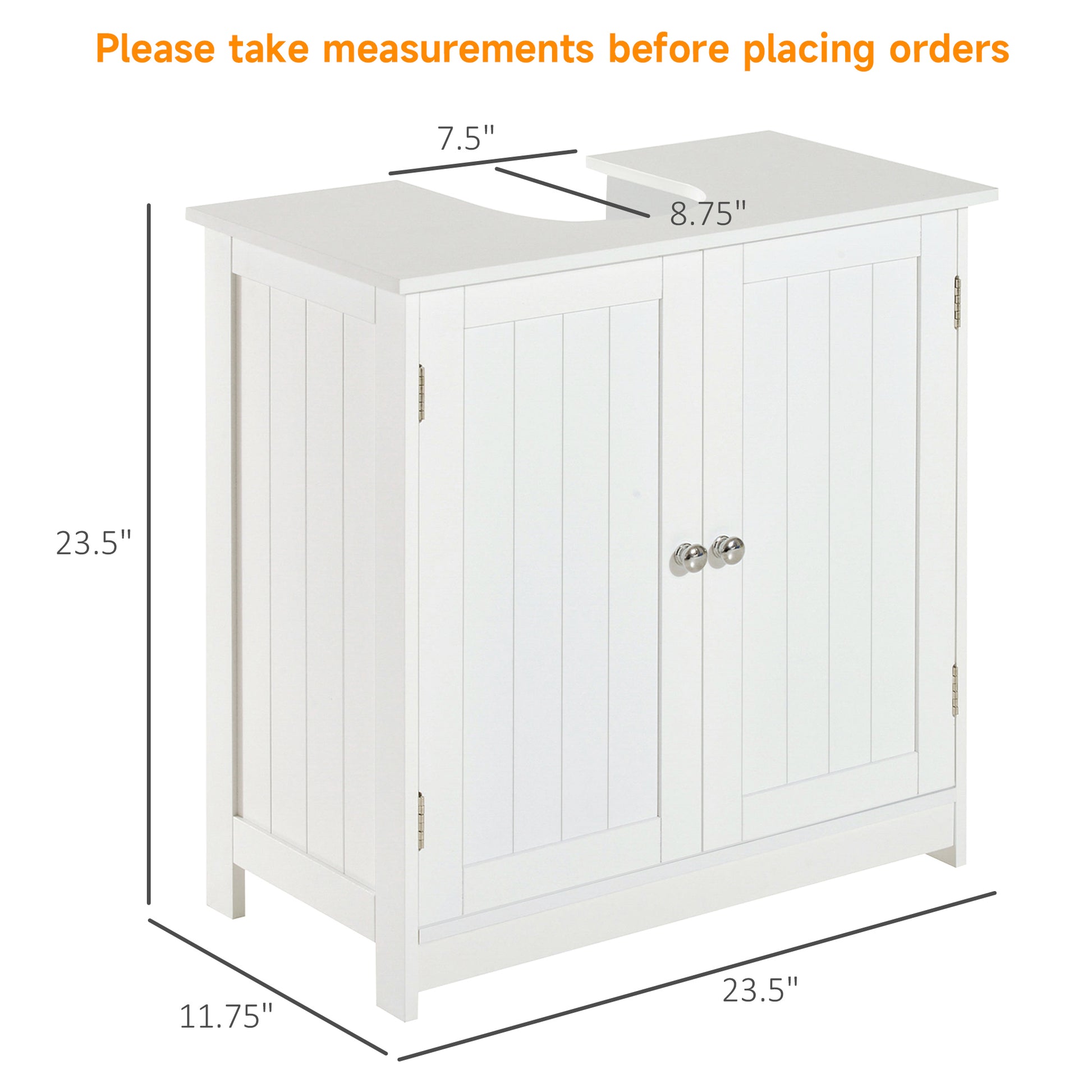 White Bathroom Vanity Cabinet with Storage - 24 Inch