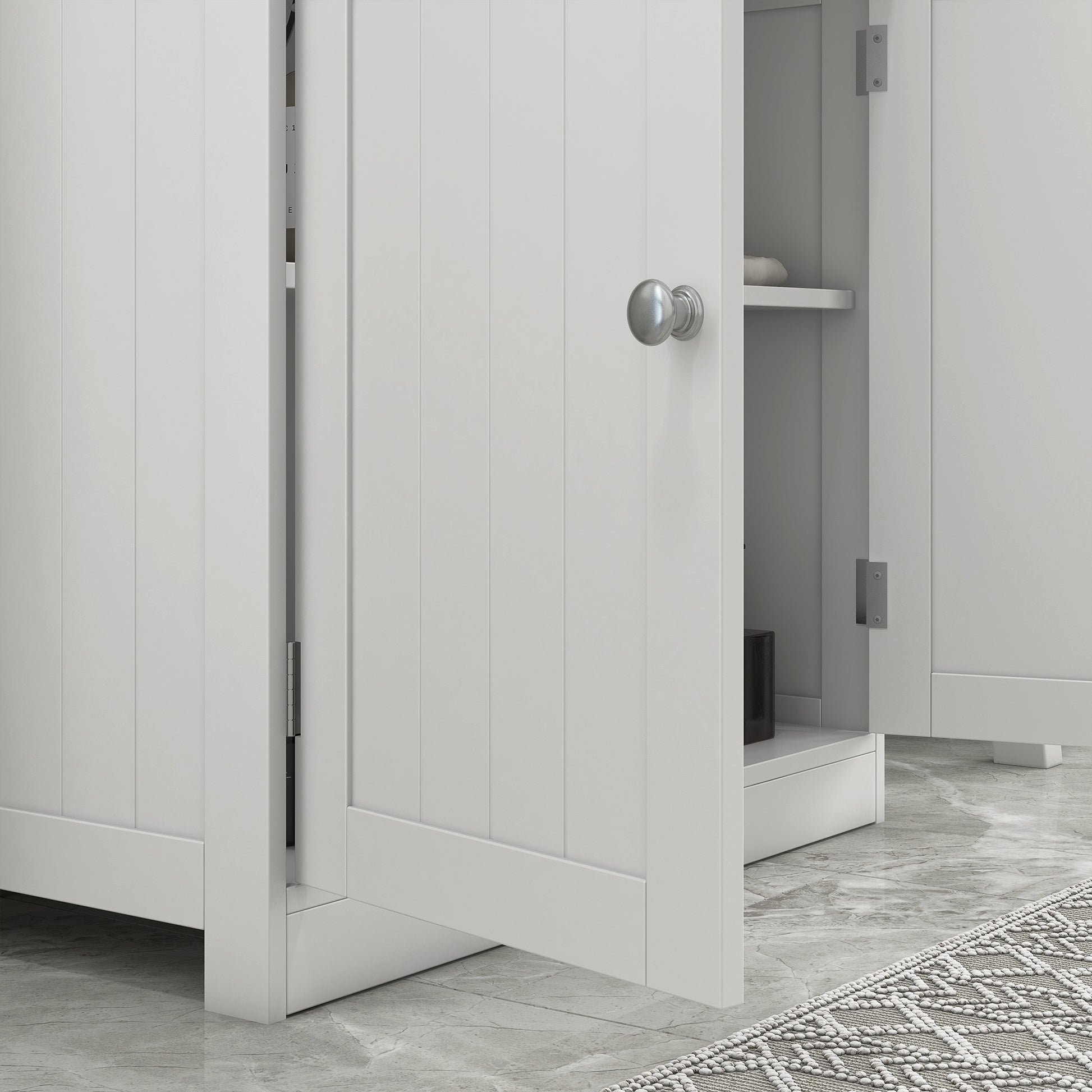 White Bathroom Vanity Cabinet with Storage - 24 Inch