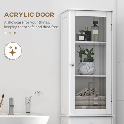 White MDF Bathroom Cabinet - Tall Storage Tower with Drawer for Living Room