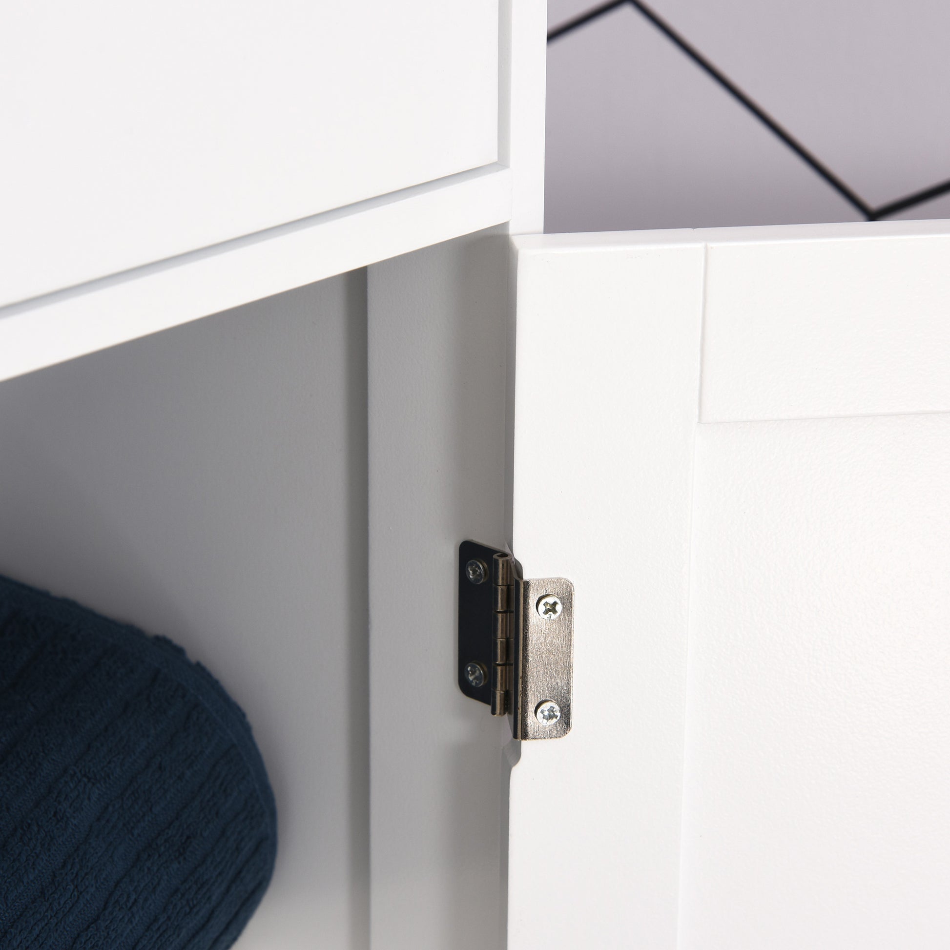 White MDF Bathroom Cabinet - Tall Storage Tower with Drawer for Living Room