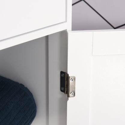 White MDF Bathroom Cabinet - Tall Storage Tower with Drawer for Living Room