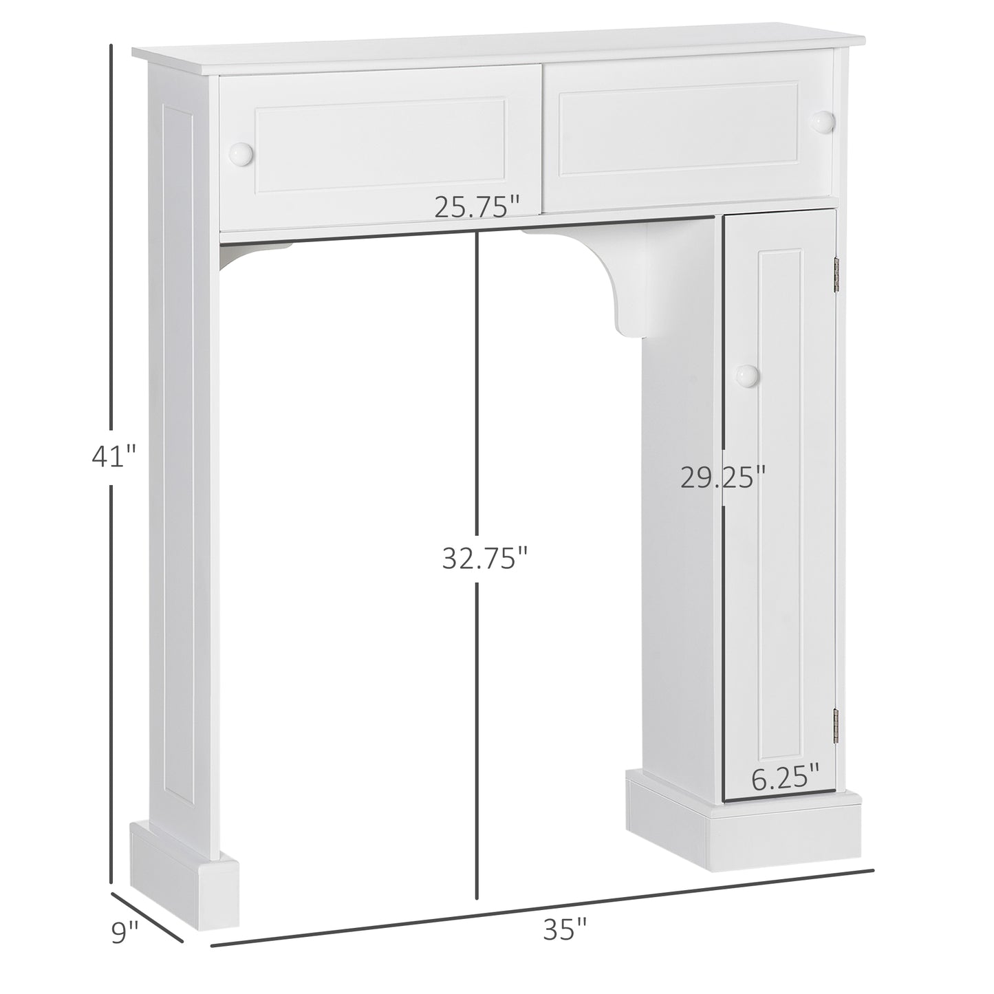Over-the-Toilet Bathroom Cabinet - White MDF Storage