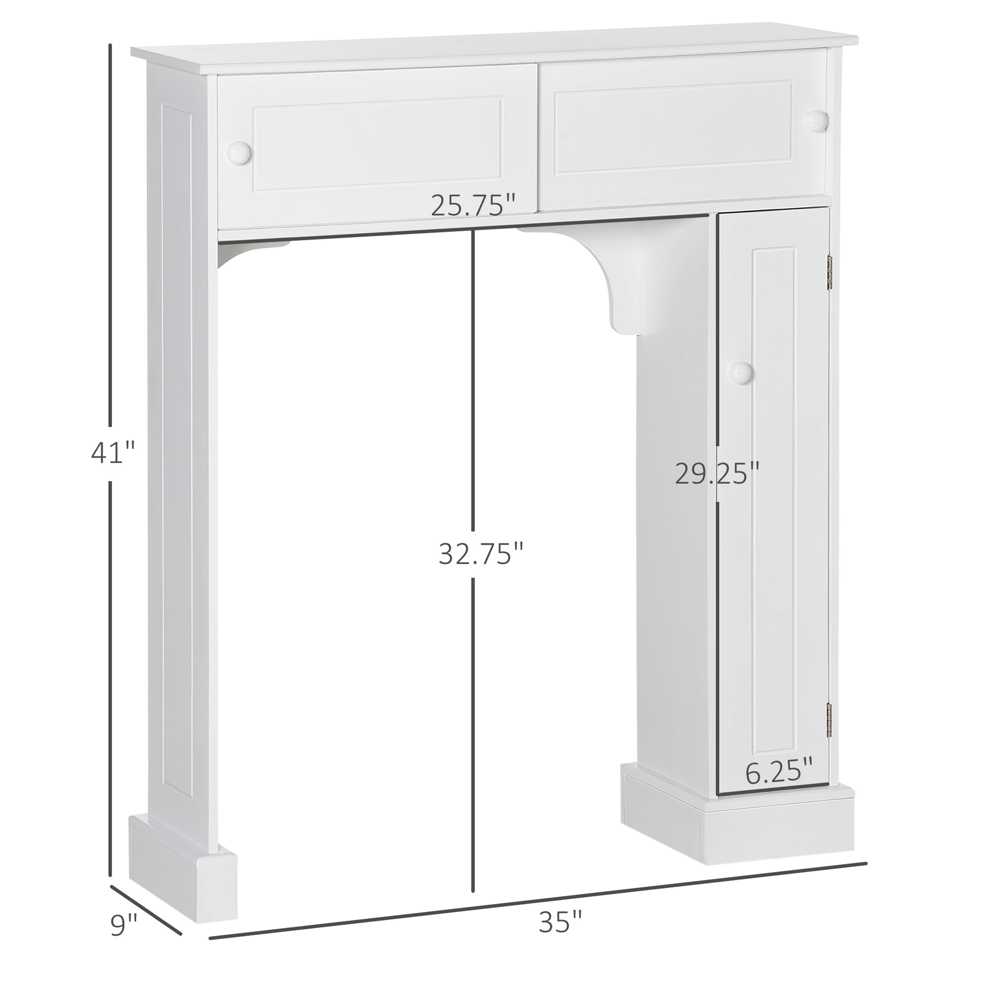 Over-the-Toilet Bathroom Cabinet - White MDF Storage