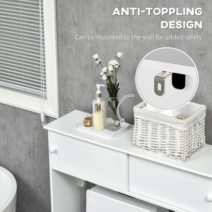 Over-the-Toilet Bathroom Cabinet - White MDF Storage