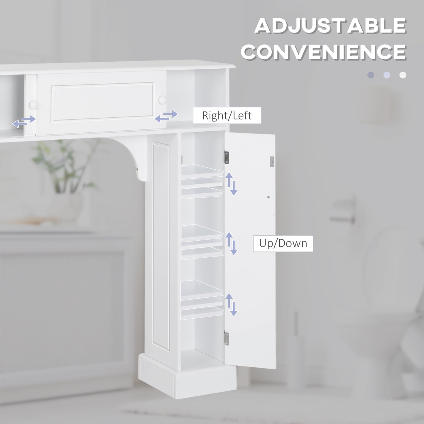Over-the-Toilet Bathroom Cabinet - White MDF Storage