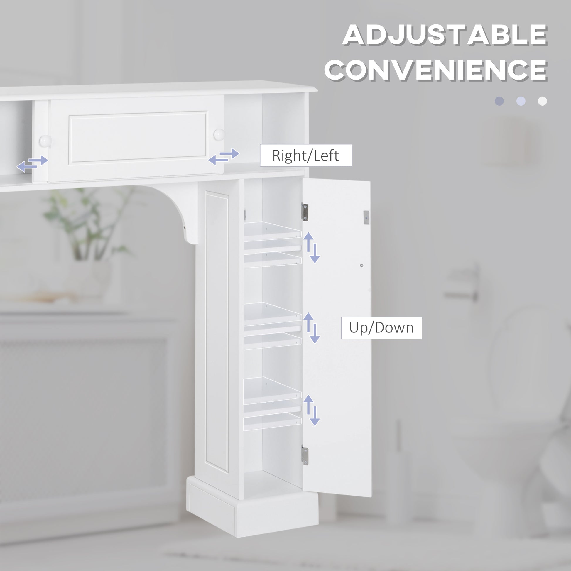 Over-the-Toilet Bathroom Cabinet - White MDF Storage