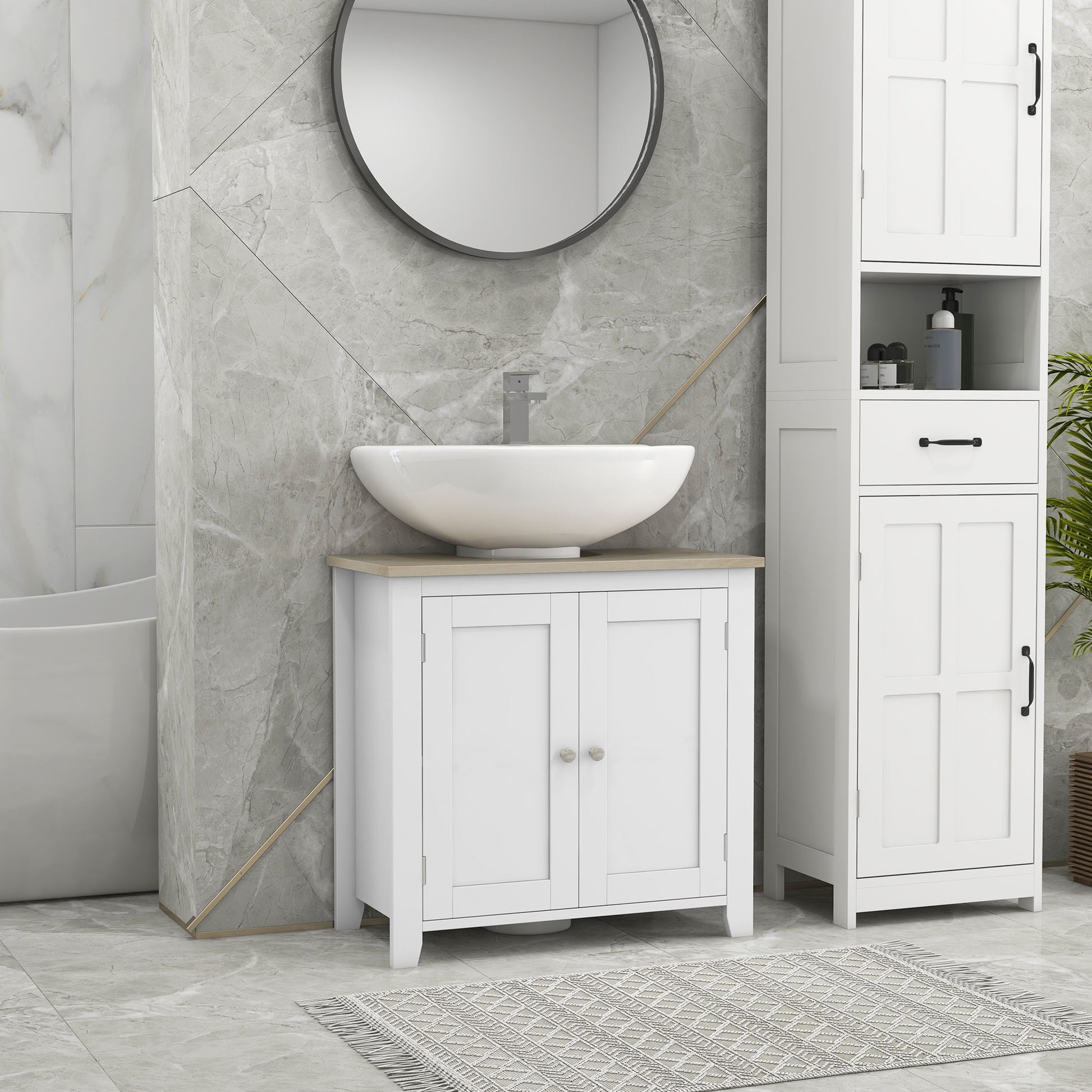 White Bathroom Vanity Cabinet Under Sink Storage