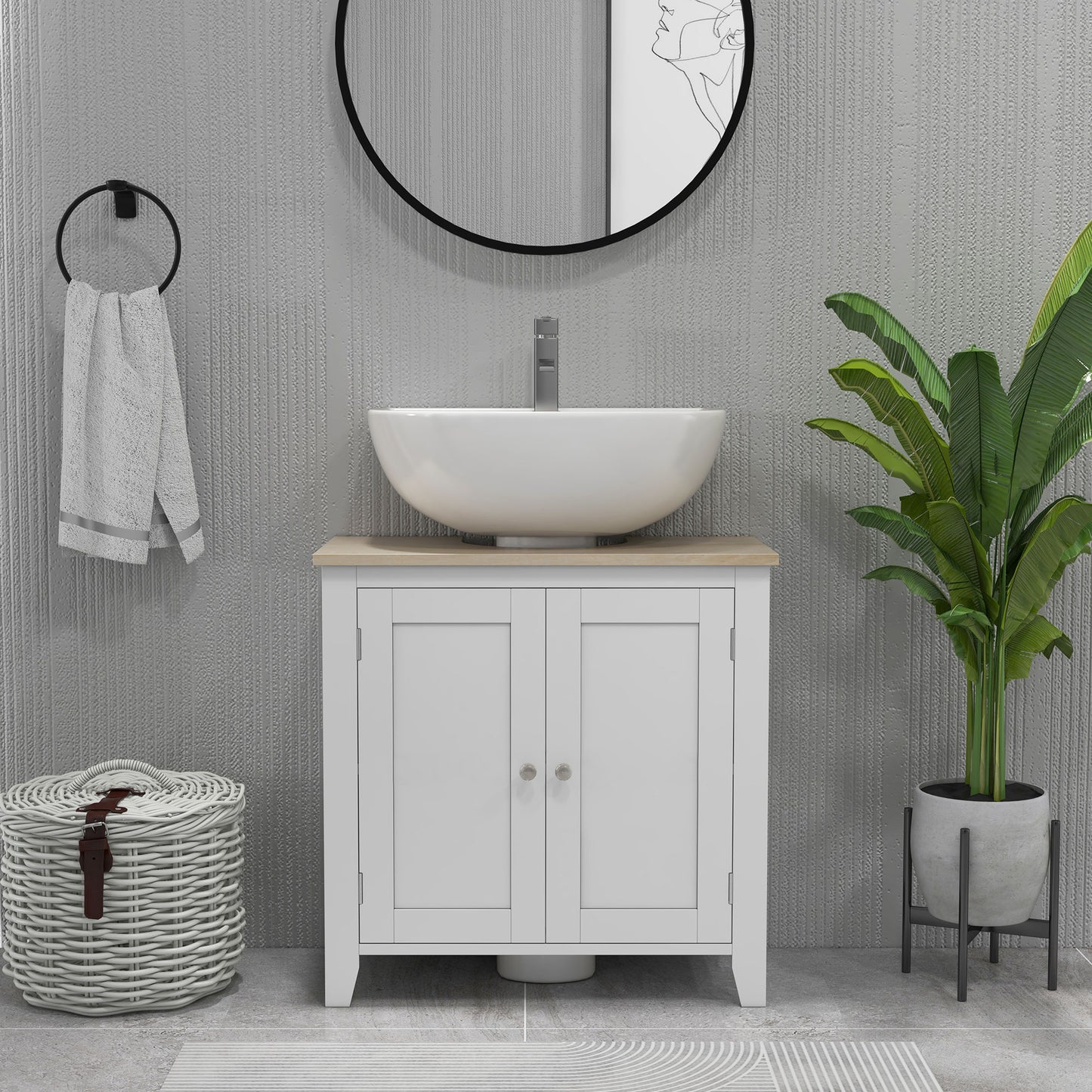 White Bathroom Vanity Cabinet Under Sink Storage
