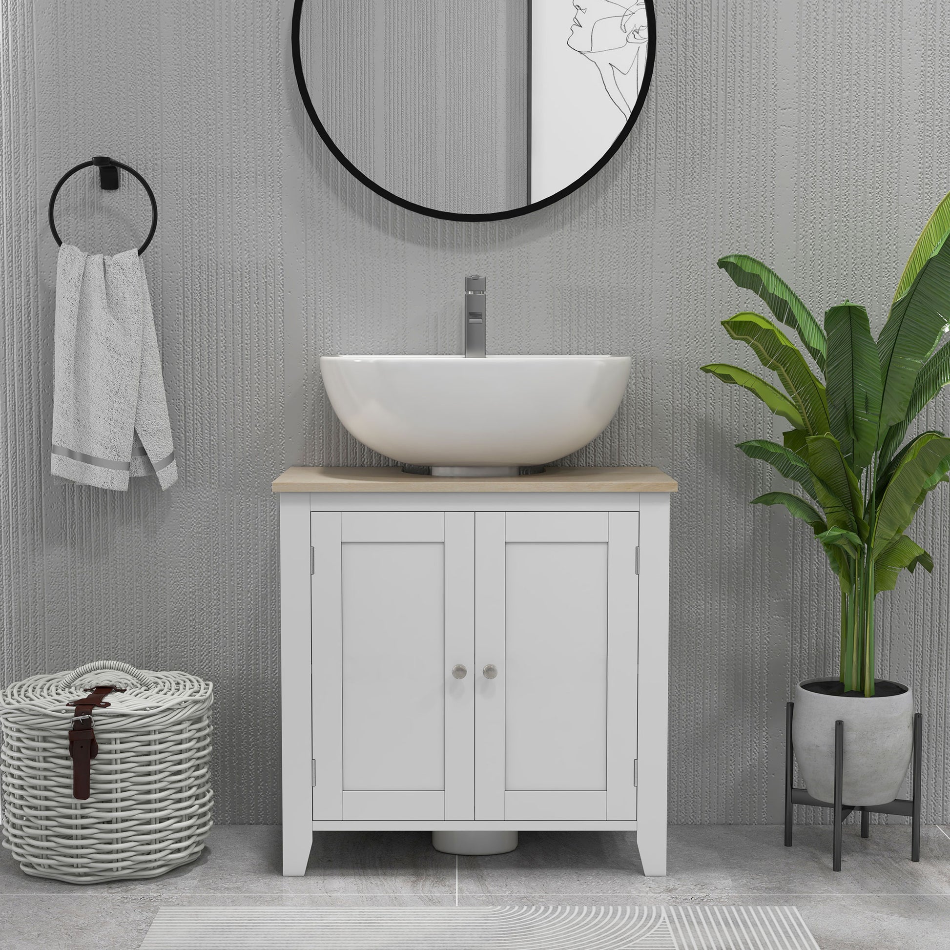 White Bathroom Vanity Cabinet Under Sink Storage