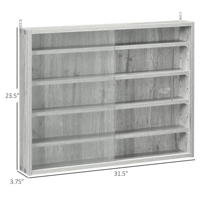 Gray Glass Display Cabinet - 5 Tier Storage