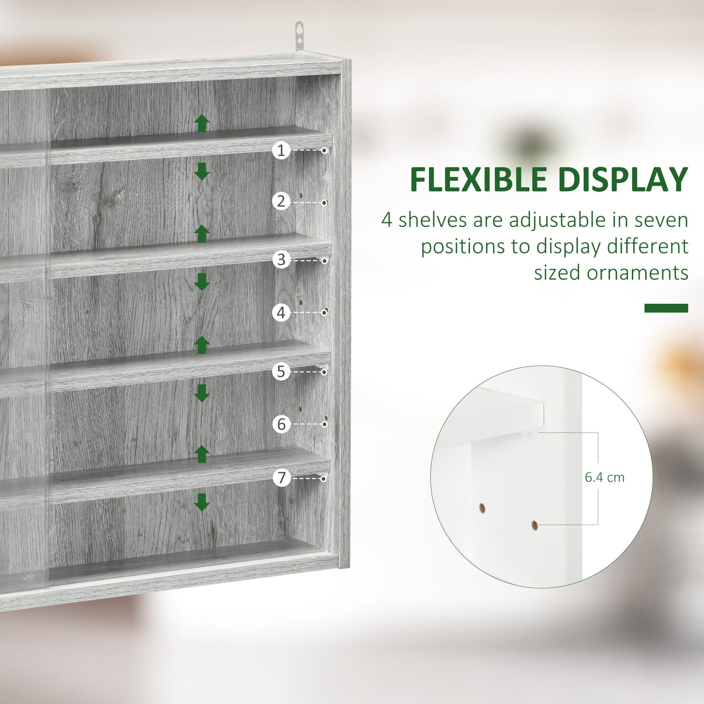 Gray Glass Display Cabinet - 5 Tier Storage